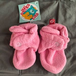 NWT Zutano Pink Fleece Baby Booties, 6 Month